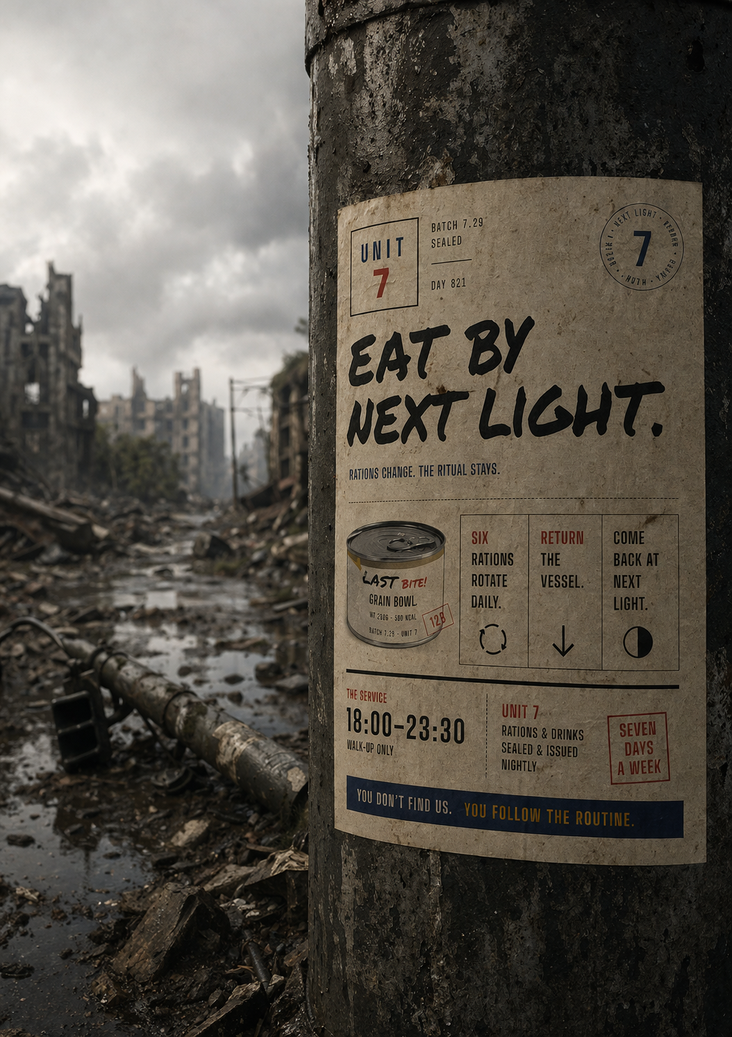 Eat By Next Light — street poster