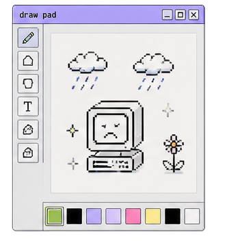 Draw Pad window with sketch and palette